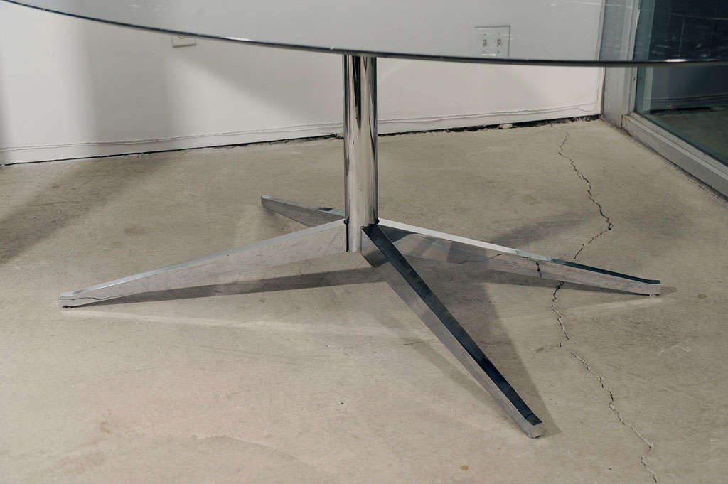 Florence Knoll black marble oval conference table on chrome base