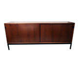 Early Florence Knoll Walnut Credenza on Black Chrome Base