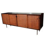 Early Florence Knoll Walnut and Caned Door Credenza