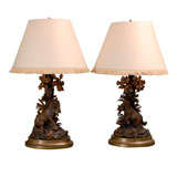 Pair of Black Forest Lamps