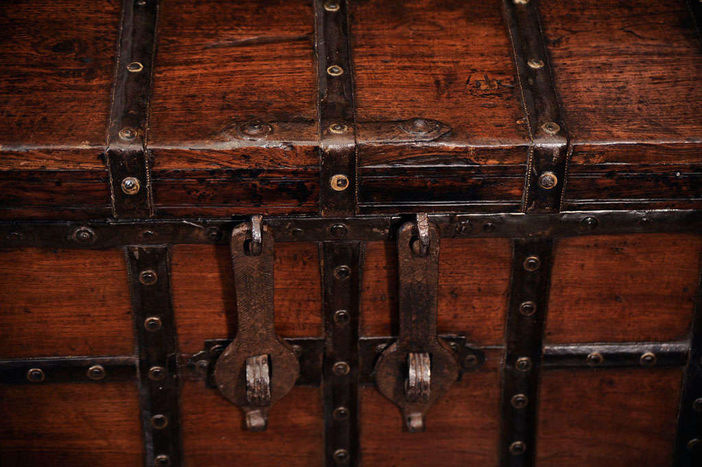 Oversize Teak & Iron Strapwork Trunk, India, circa 1860 1