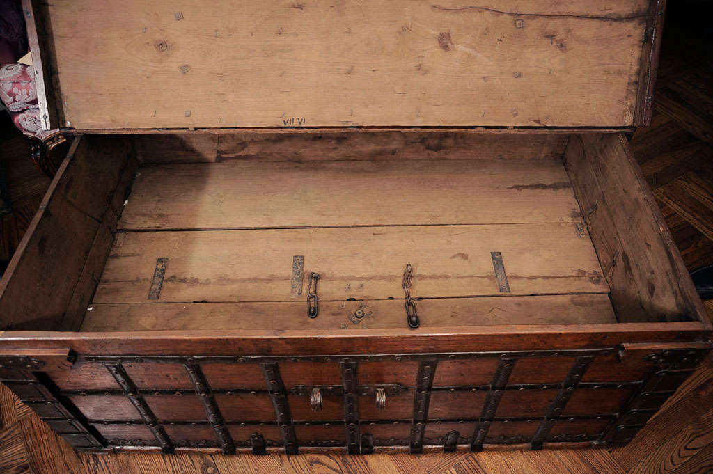 Oversize Teak & Iron Strapwork Trunk, India, circa 1860 4