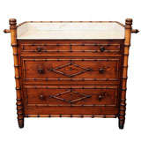 Antique Pitch Pine and Marble Chest of Drawers, France, Late 19th Century