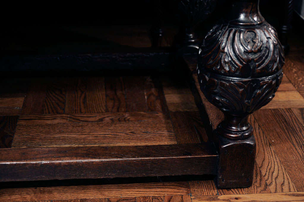 Elizabethan Revival Carved Oak Coffee Table, England, 19th Century 1