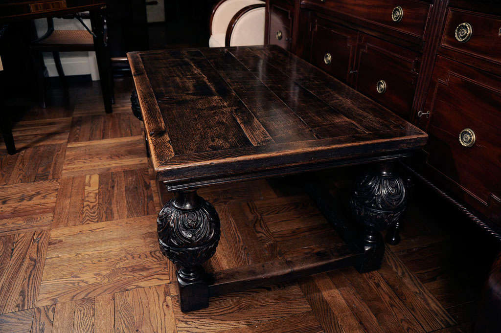 Elizabethan Revival Carved Oak Coffee Table, England, 19th Century 3