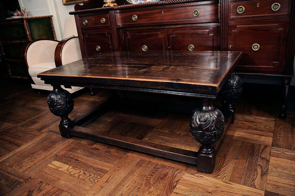 Elizabethan Revival Carved Oak Coffee Table, England, 19th Century 5