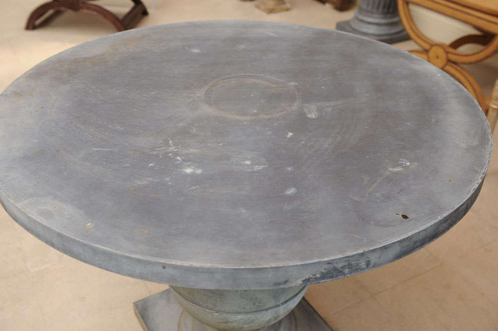Late 20th Century Zinc Round Pedestal Table 1