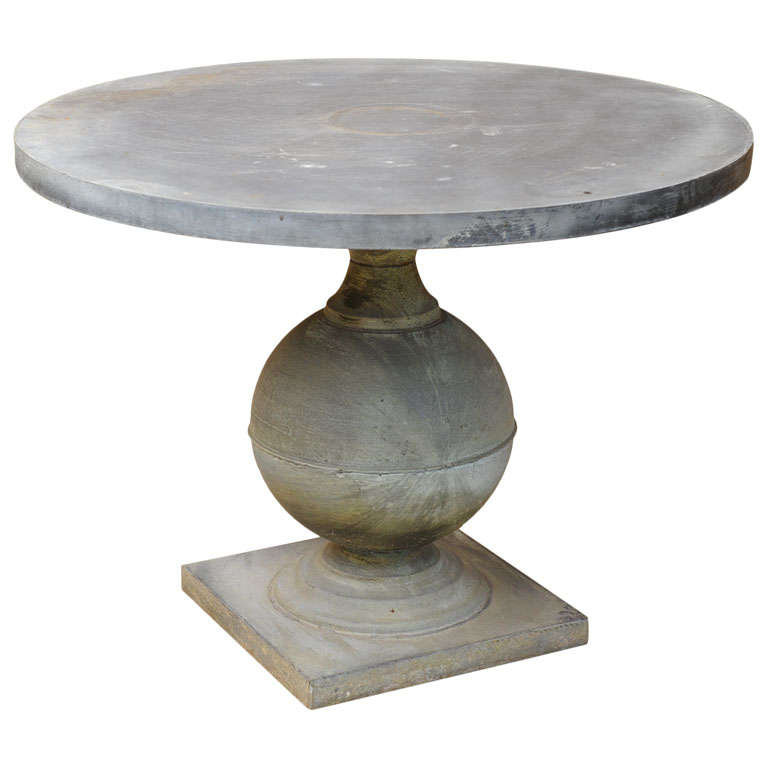 Late 20th Century Zinc Round Pedestal Table