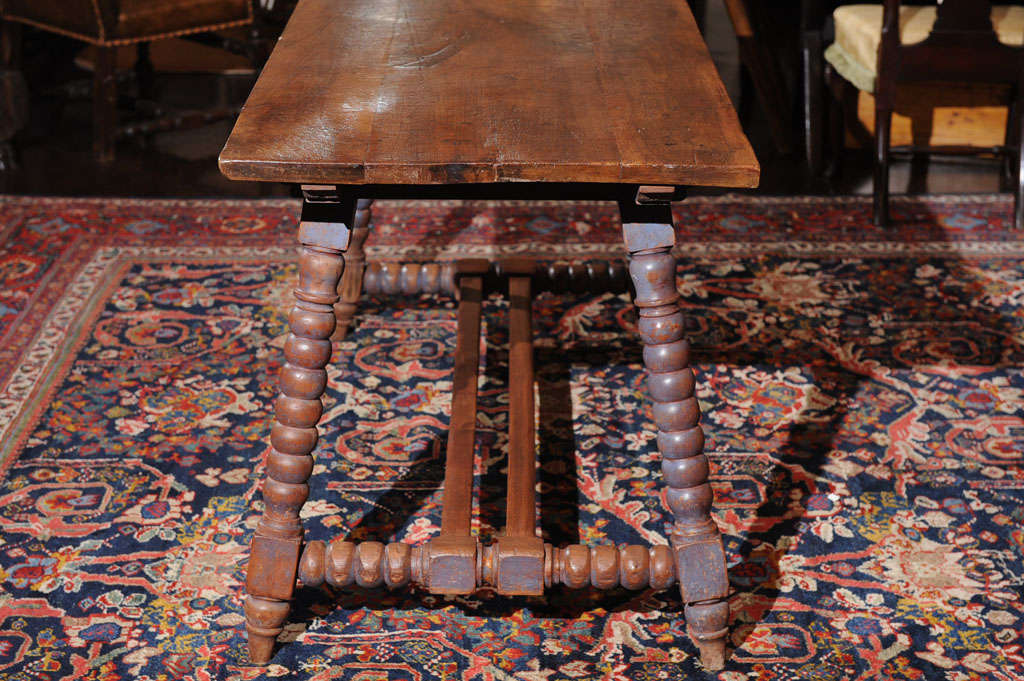 Spanish Trestle Table with Painted Bobbin Turned Legs For Sale 2