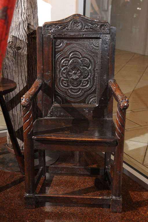 19th Century Carved Oak Gothic Revival Armchair