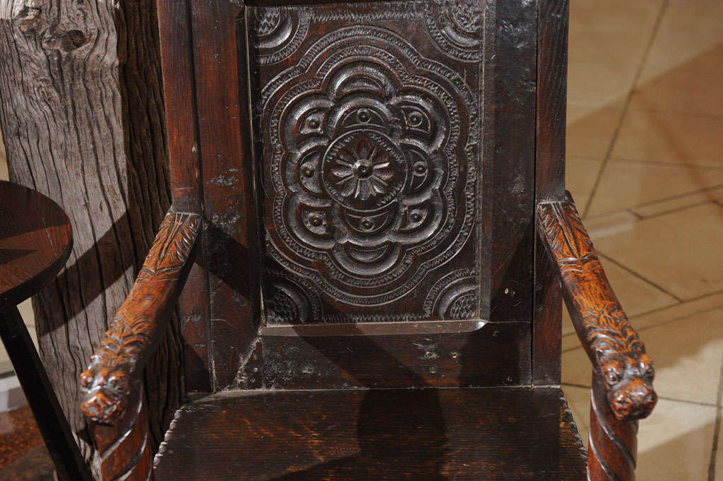 Carved Oak Gothic Revival Armchair 1