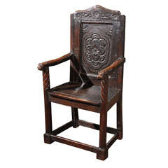 Carved Oak Gothic Revival Armchair