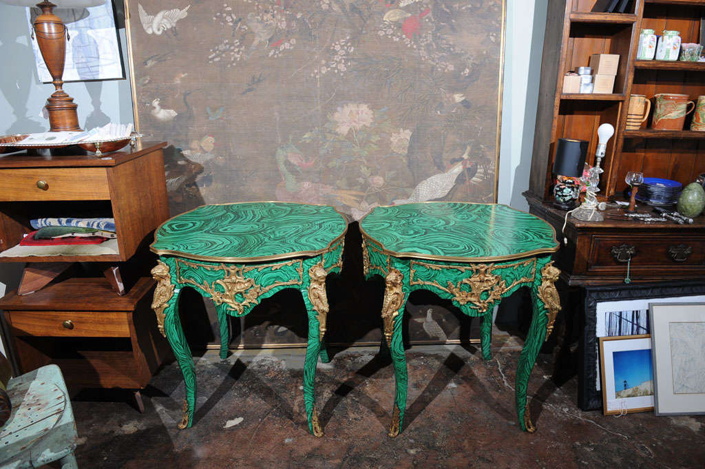 American Malachite Side Tables by Tony Duquette
