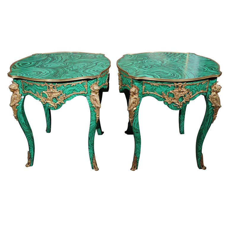 Malachite Side Tables by Tony Duquette