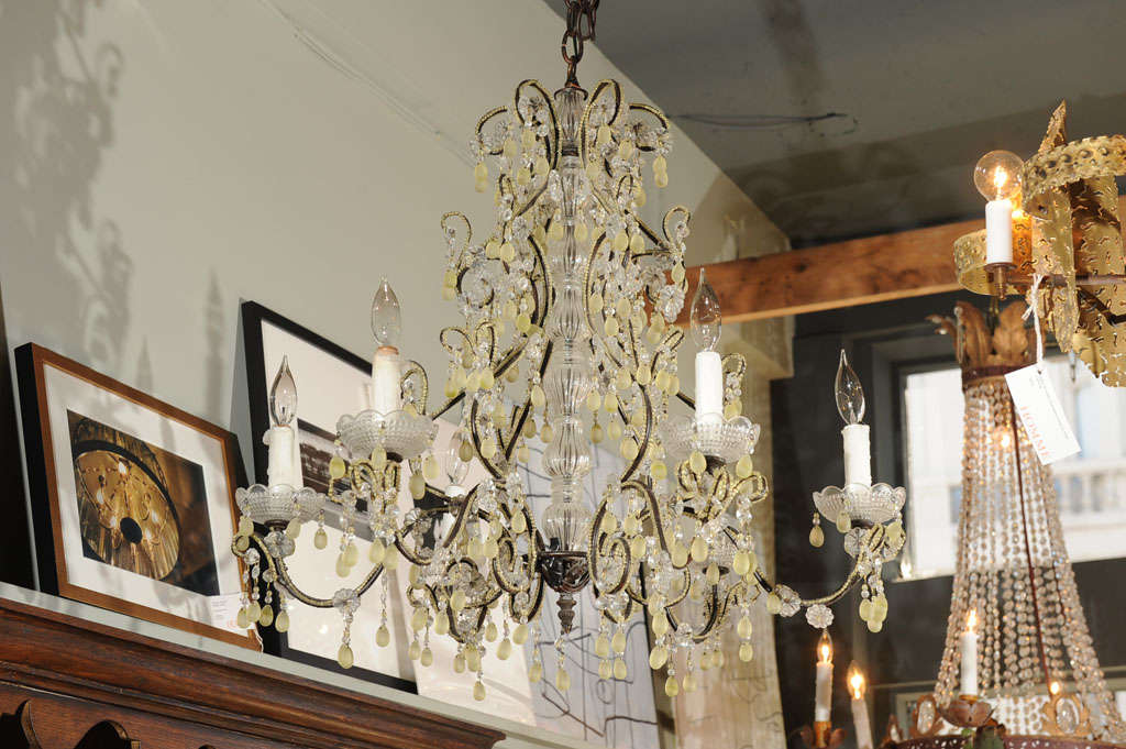 Murano Chandelier with Lime Green Droplets