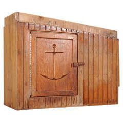 1940
s Yacht Galley Teak Cupboard with Anchor Door