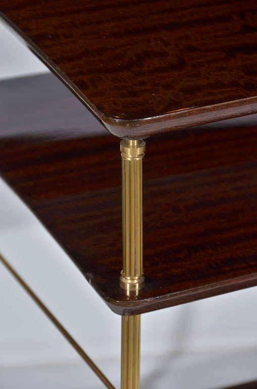 French Mahogany Brass Side End Table In Good Condition In Palm Springs, CA
