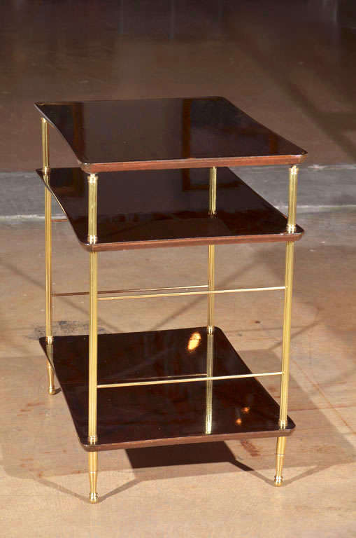 French Mahogany Brass Side End Table 1