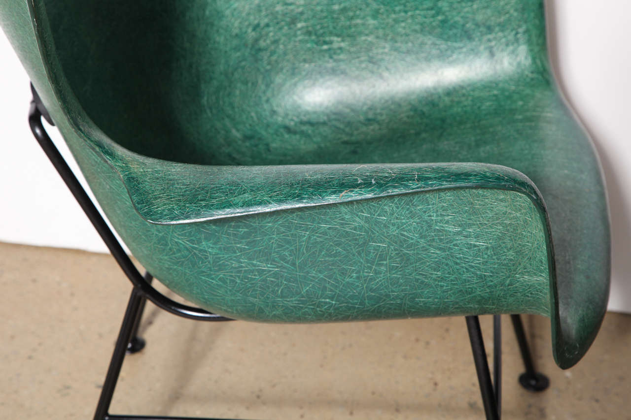 Mid-Century Modern pair of Green Lawrence Peabody for Selig Shell Arm Chairs