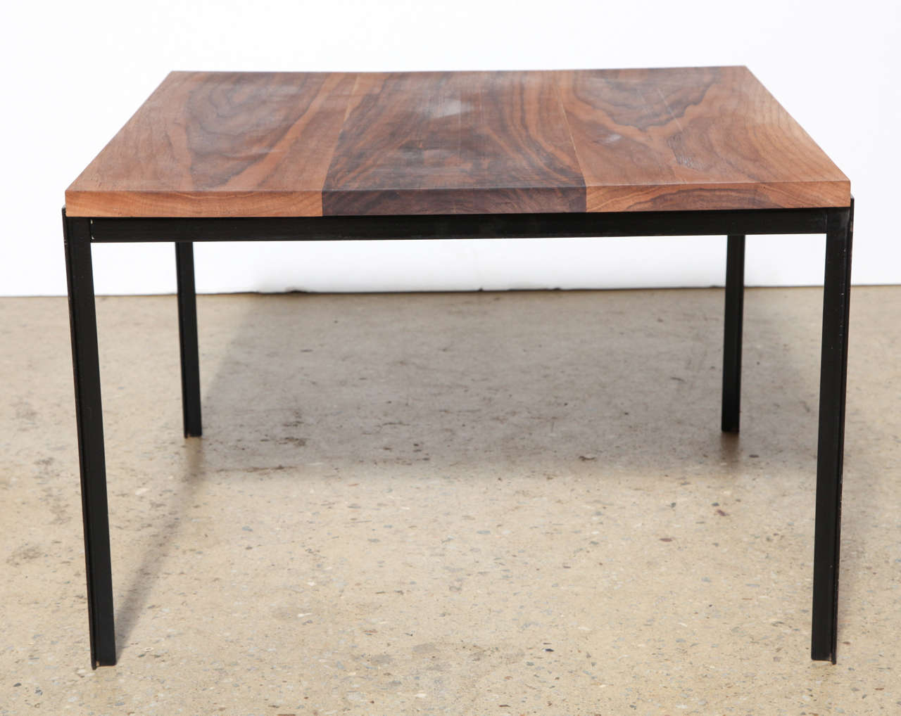 Mid-20th Century Florence Knoll Black Walnut and Black Iron Square Coffee Table, 1960's  For Sale