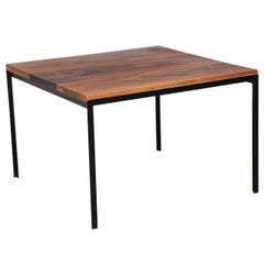 Florence Knoll Black Walnut and Black Iron Square Coffee Table, 1960's 