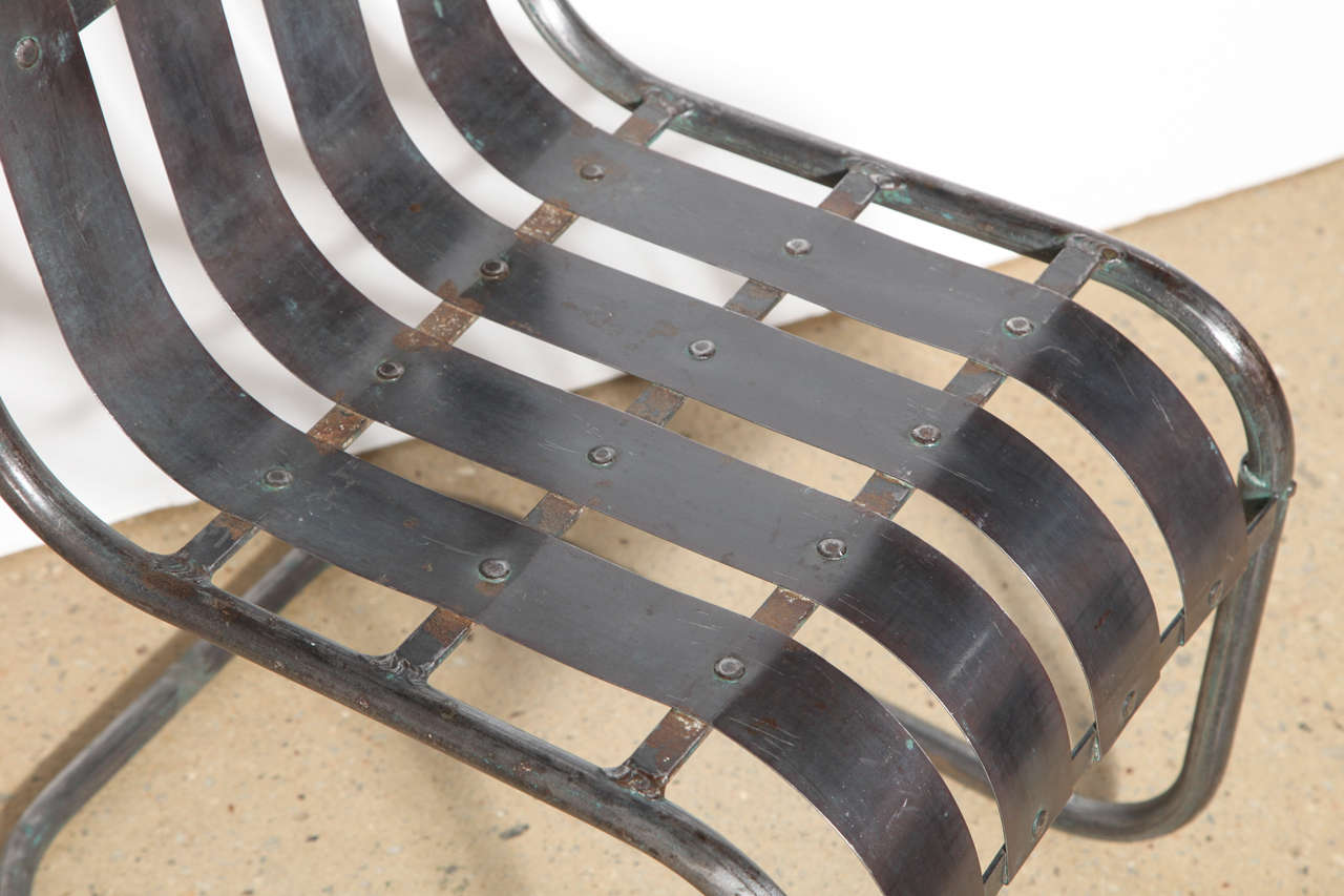 Set of Four Art Deco Steel Spring Rocker Side Chairs, circa 1930 1