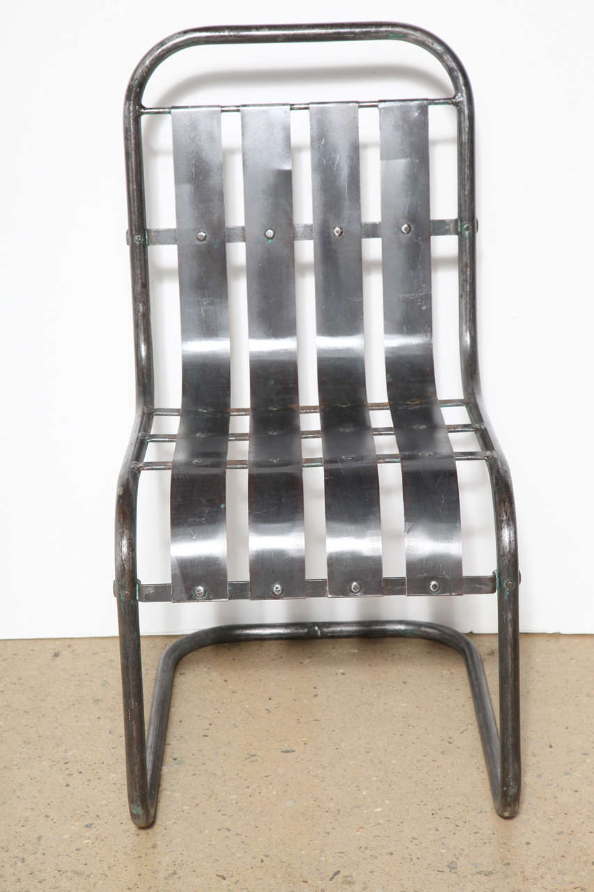 Set of Four Art Deco Steel Spring Rocker Side Chairs, circa 1930 2