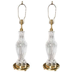Used Cira 1950 Pair of Waterford Lamps