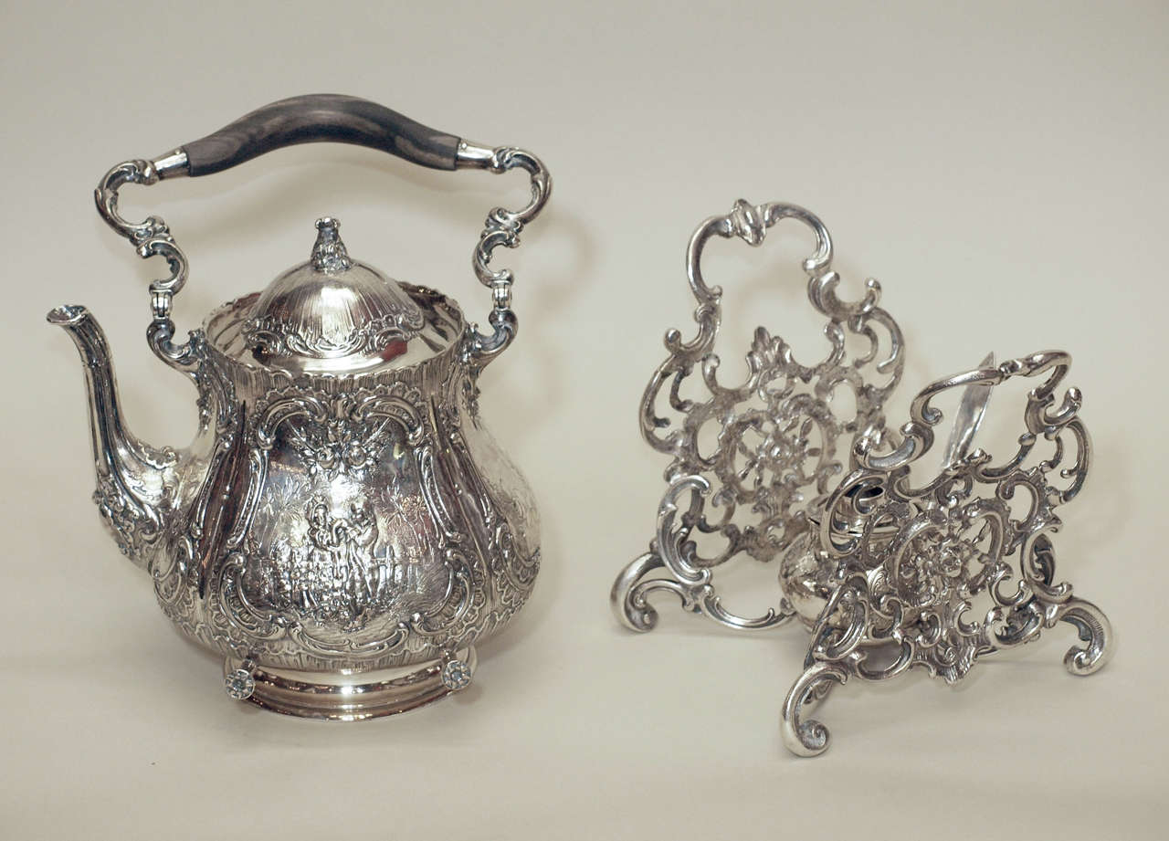 Antique Continental Sterling Silver Tea Service circa 1890-1900 In Excellent Condition In New Orleans, LA