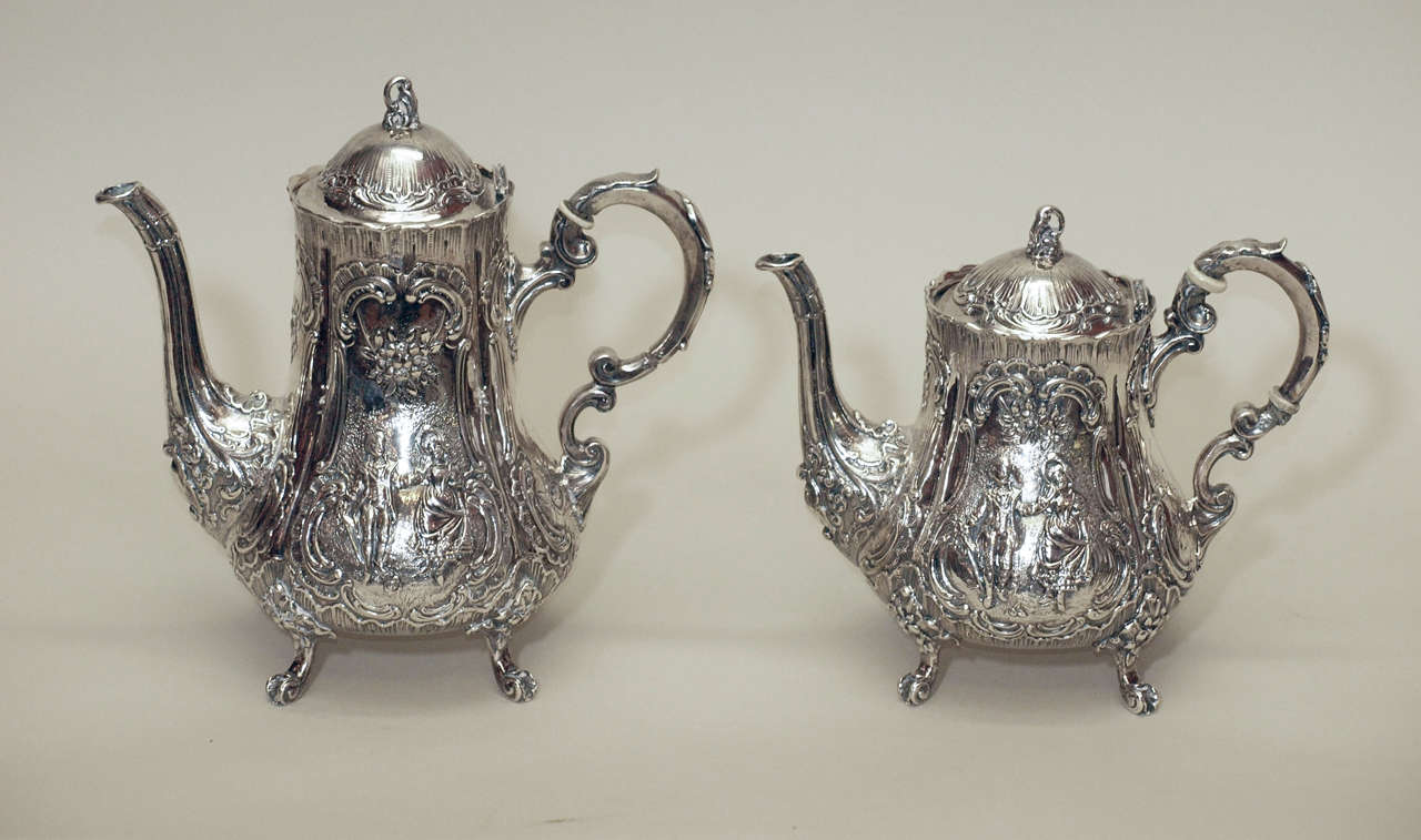 Antique Continental Sterling Silver Tea Service circa 1890-1900 2