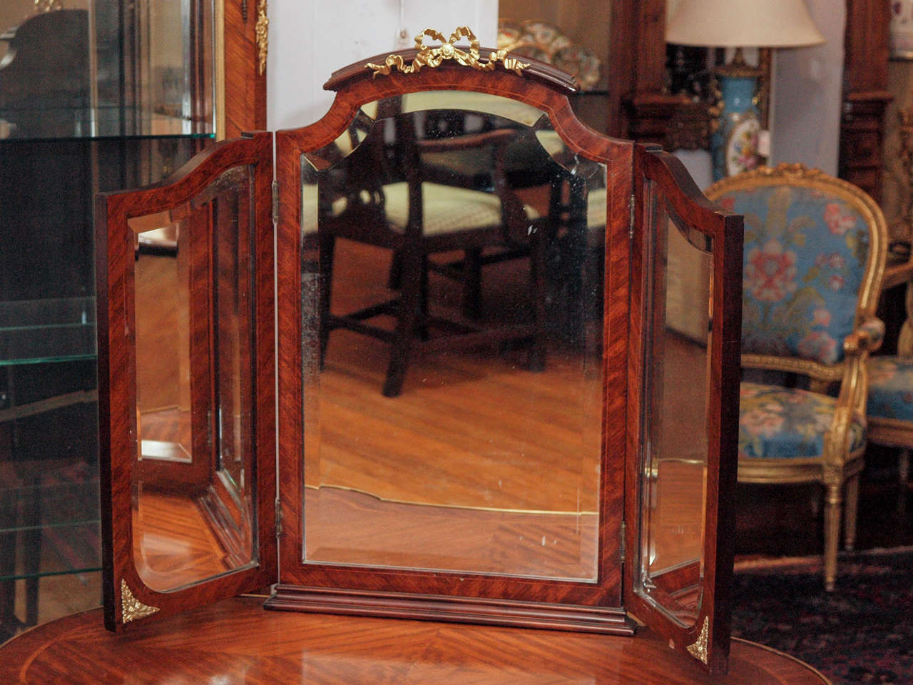 Antique French Ladies' Mahogany Dressing Table In Excellent Condition In New Orleans, LA