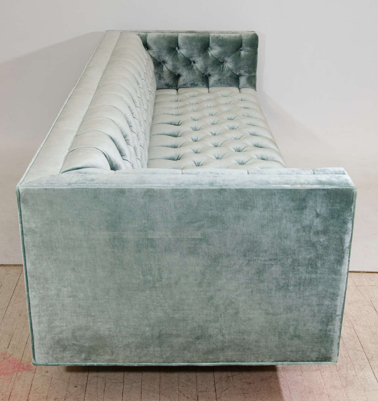 Contemporary Modern Tufted Velvet Tuxedo Sofa For Sale