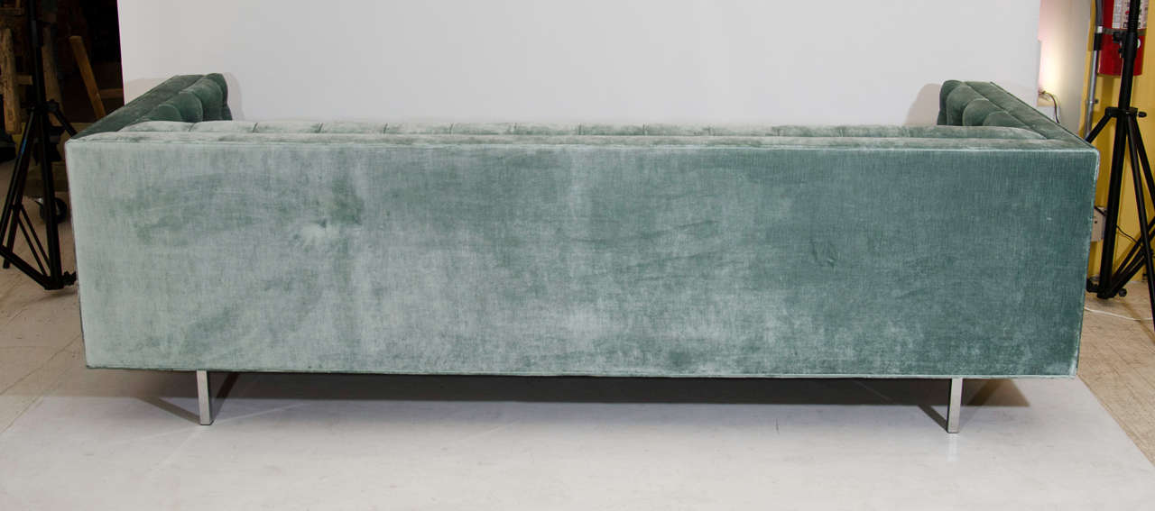 Metal Modern Tufted Velvet Tuxedo Sofa For Sale