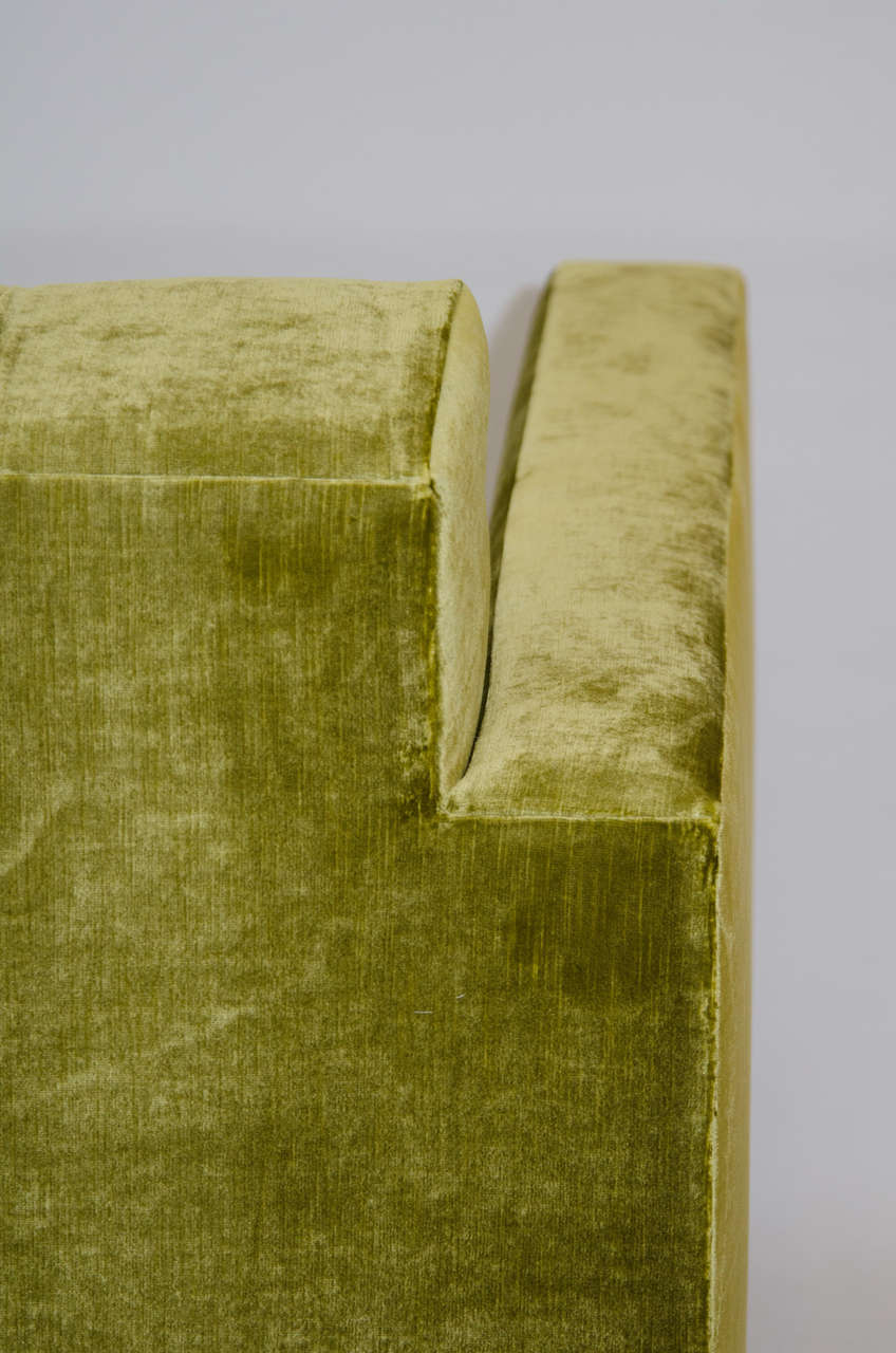 Deeply Tufted Floating Velvet Sofa For Sale 1