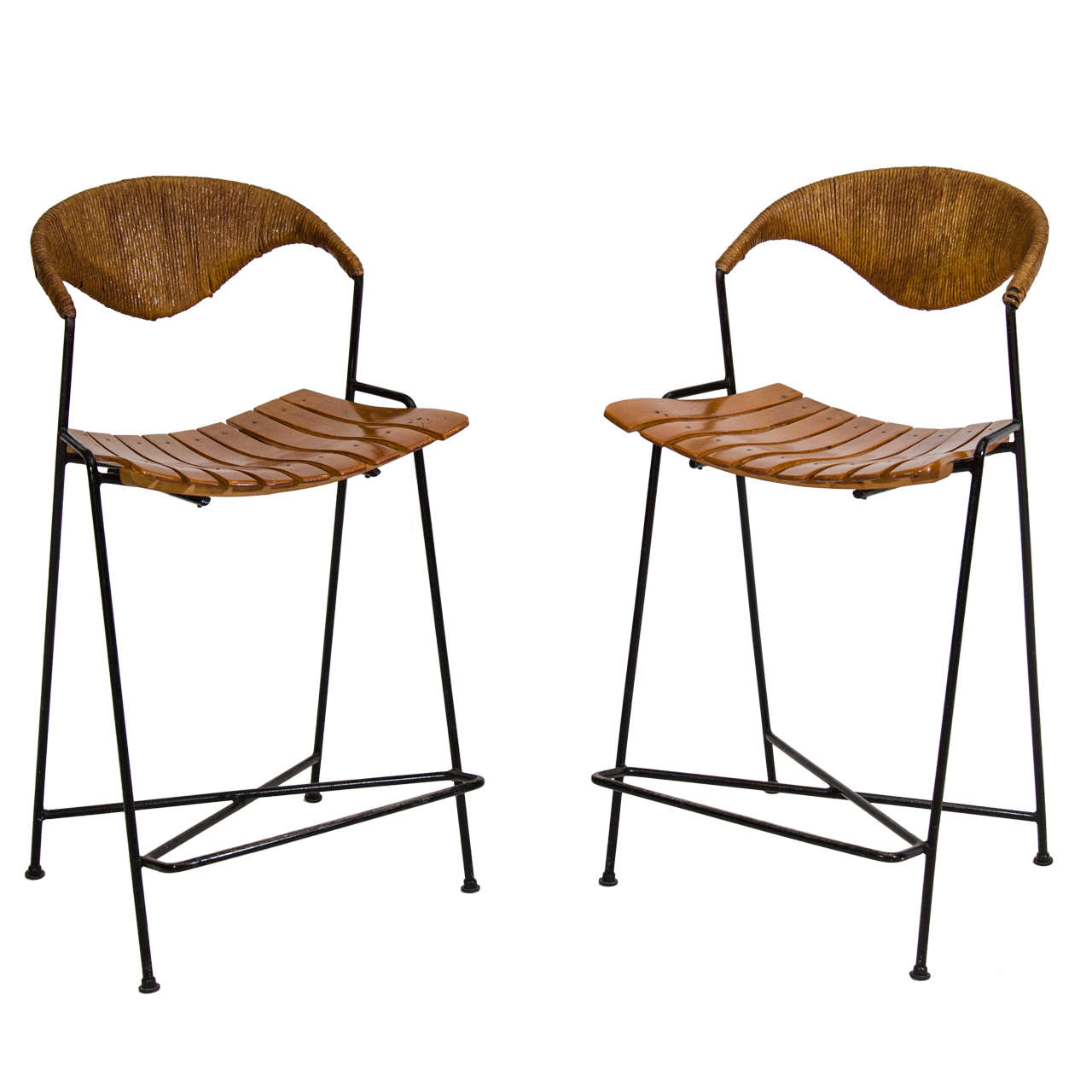 Pair of Arthur Umanoff Counter Height Bar Stools