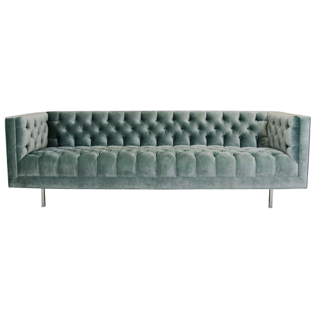 Modern Tufted Velvet Tuxedo Sofa For Sale at 1stdibs