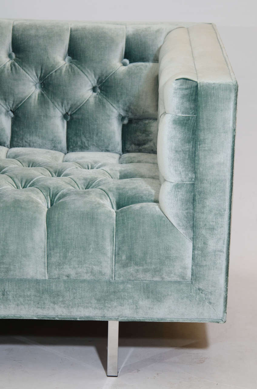Modern Tufted Velvet Tuxedo Sofa For Sale at 1stdibs