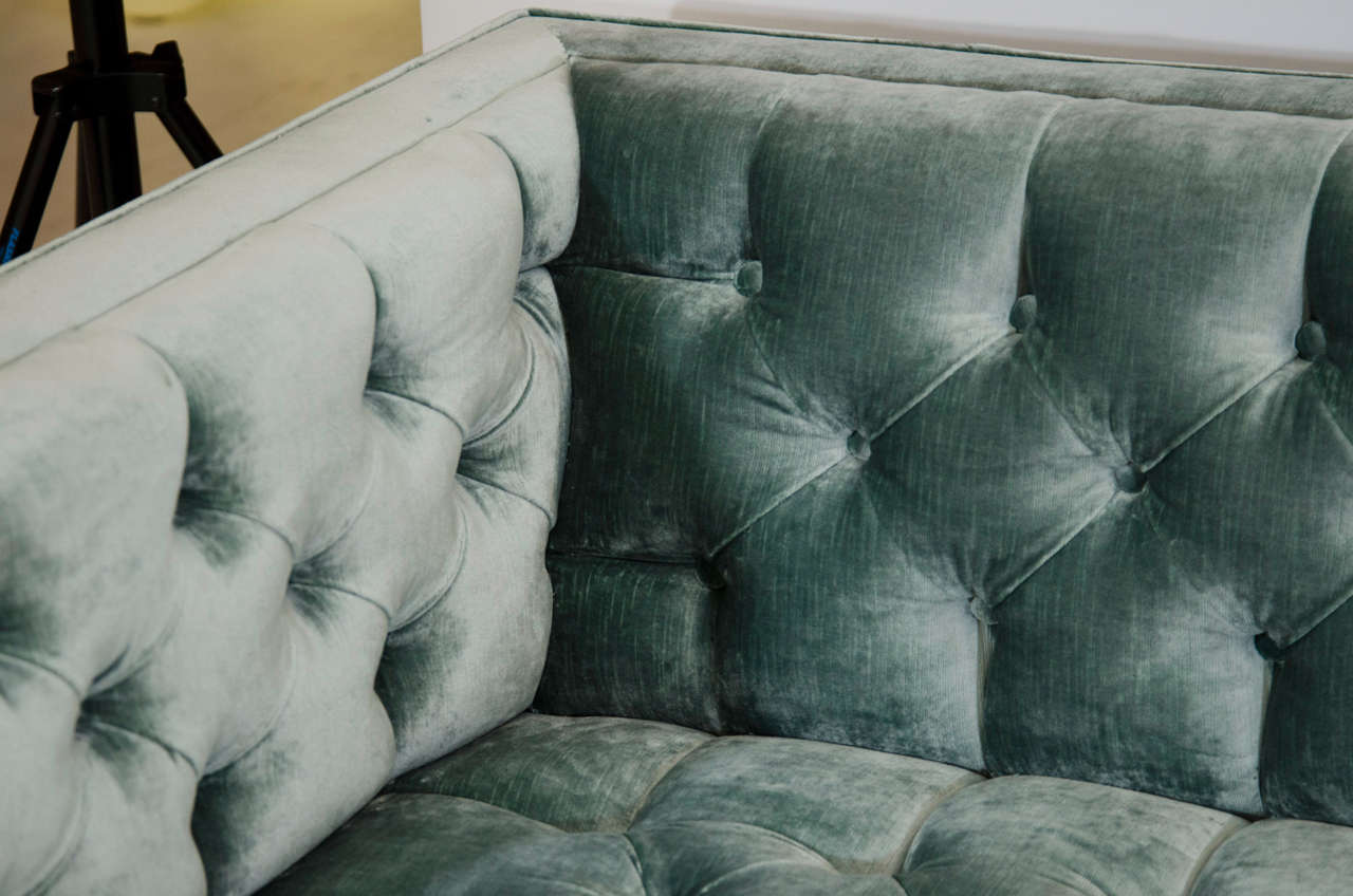 Modern Tufted Velvet Tuxedo Sofa For Sale at 1stdibs