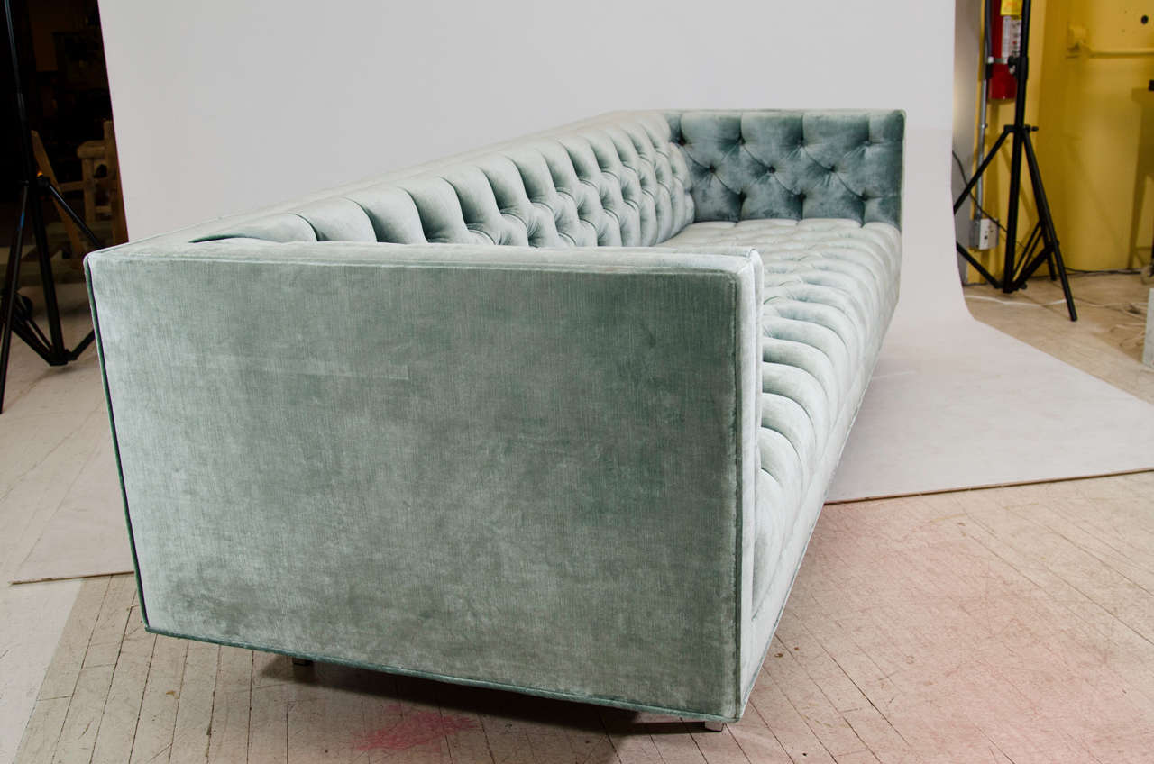 Modern Tufted Velvet Tuxedo Sofa For Sale at 1stdibs