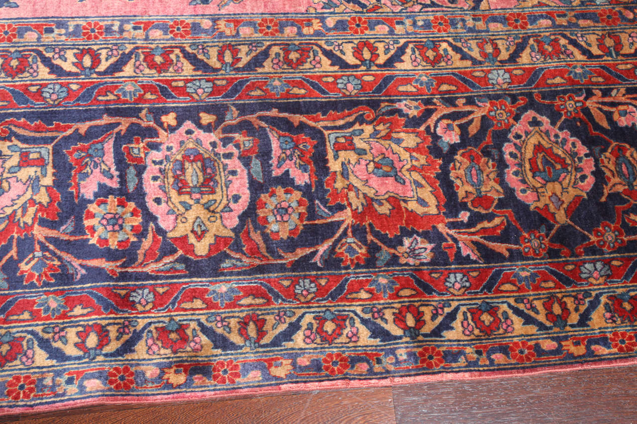 Antique 1890s Persian Kashan Rug, Afshan Design, 10' x 16' In Excellent Condition For Sale In New York, NY