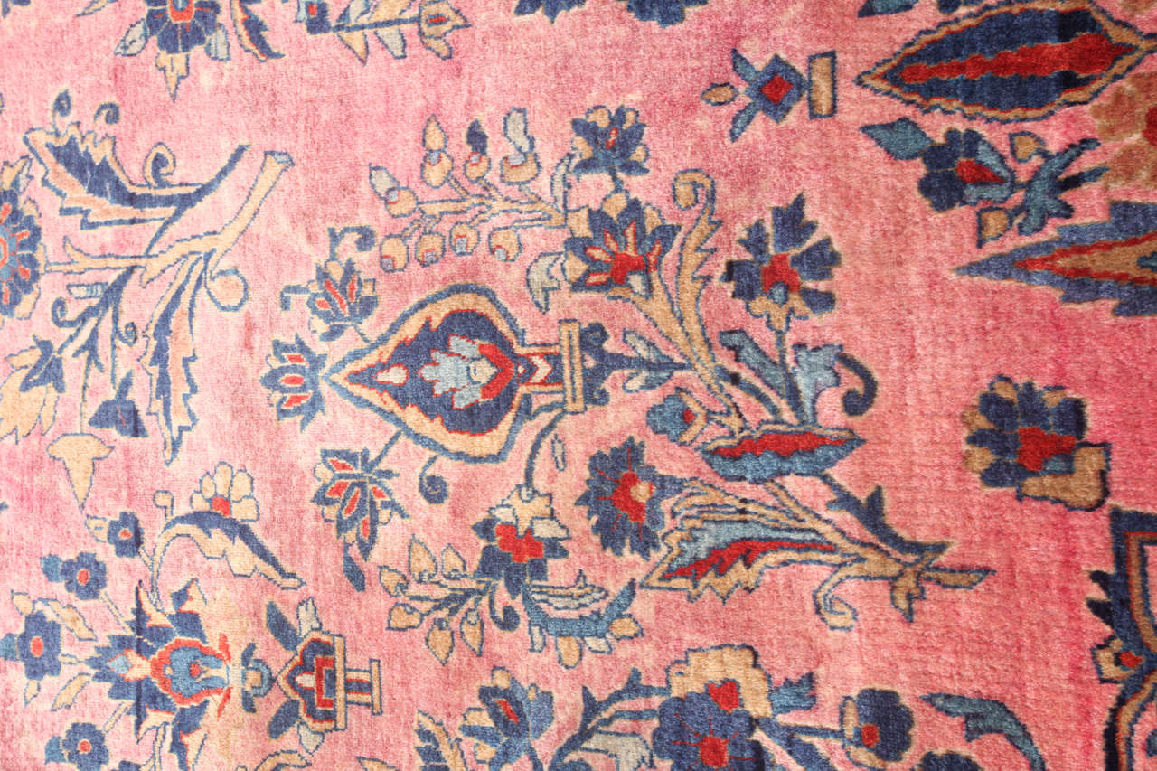 Wool Antique 1890s Persian Kashan Rug, Afshan Design, 10' x 16' For Sale
