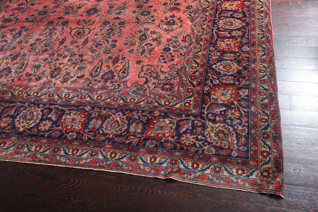 1890s Antique Persian Kashan Carpet, Afshan Design in Kork Wool, 10' x 16' For Sale 3