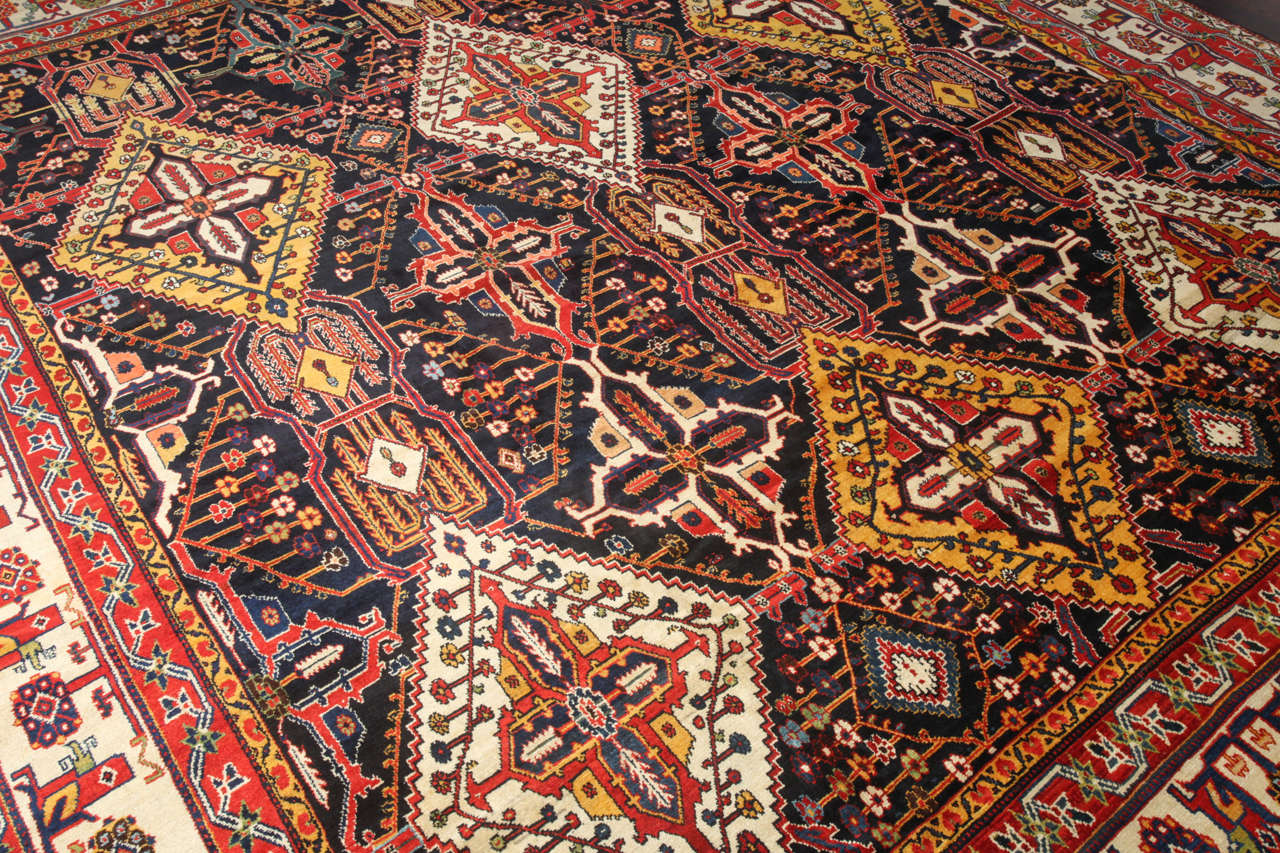 Antique 1890s Persian Bakhtiari Zelesultan Rug by Master Weaver Ardal, Oversized For Sale 1