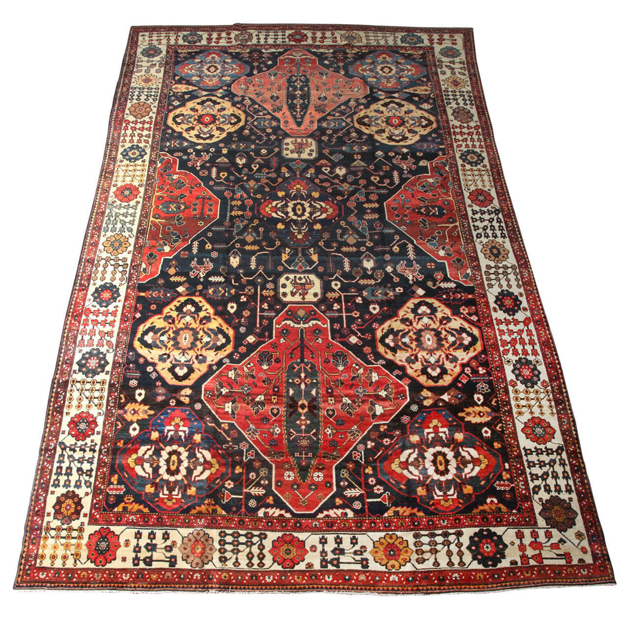 Antique Persian Bakhtiari Rug, Wool, Hand-knotted, Circa 1900, 10’ x 16’