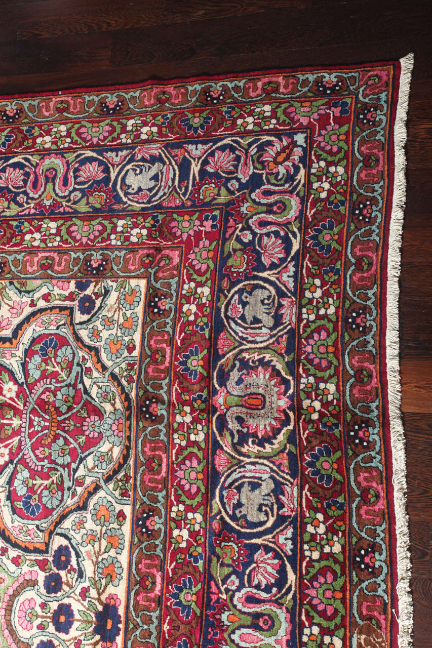 Antiker persischer Yazd-Teppich aus den 1910er Jahren, Wolle, handgeknüpft, 10' x 17' (Persisch) im Angebot