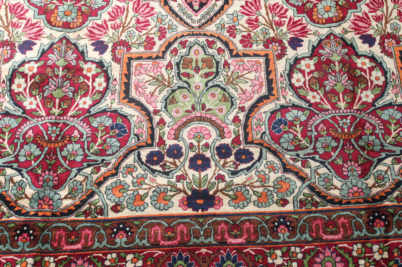 Antique 1910s Persian Yazd Rug, Wool, Hand-knotted, 10' x 17' In Excellent Condition For Sale In New York, NY
