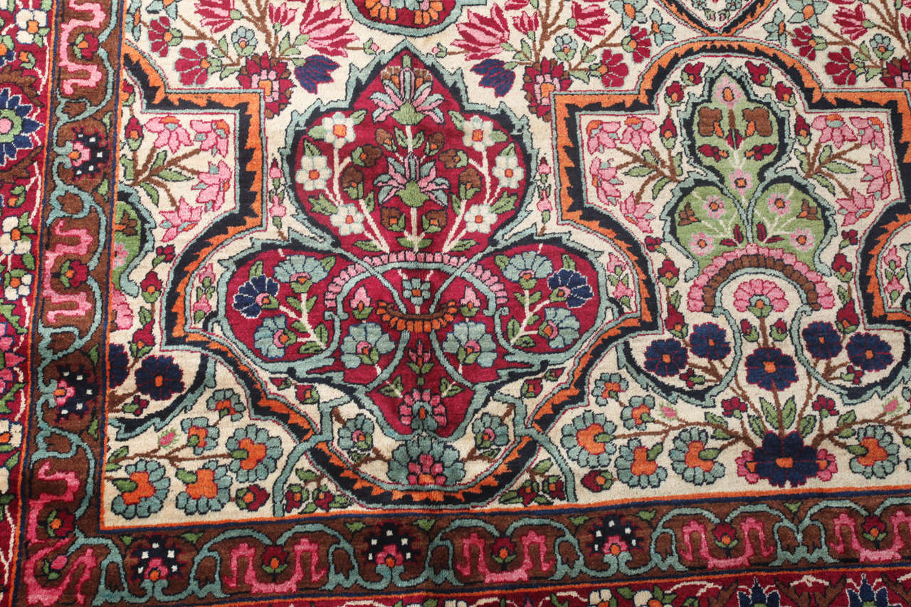 20th Century Antique 1910s Persian Yazd Rug, Wool, Hand-knotted, 10' x 17' For Sale