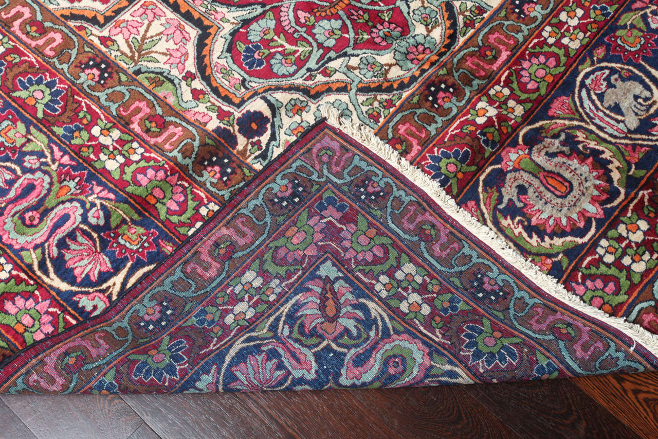 Antique 1910s Persian Yazd Rug, Wool, Hand-knotted, 10' x 17' For Sale 4