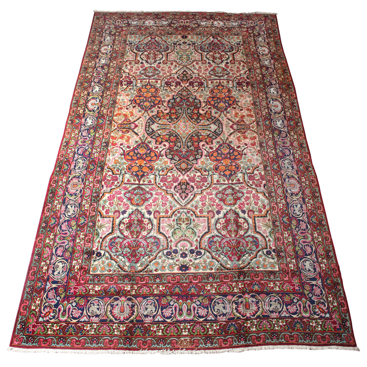 Antique 1910s Persian Yazd Rug, Wool, Hand-knotted, 10' x 17' For Sale