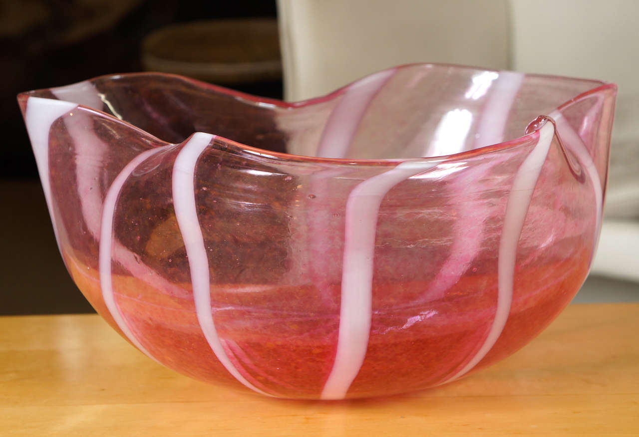 A cranberry art glass bowl.